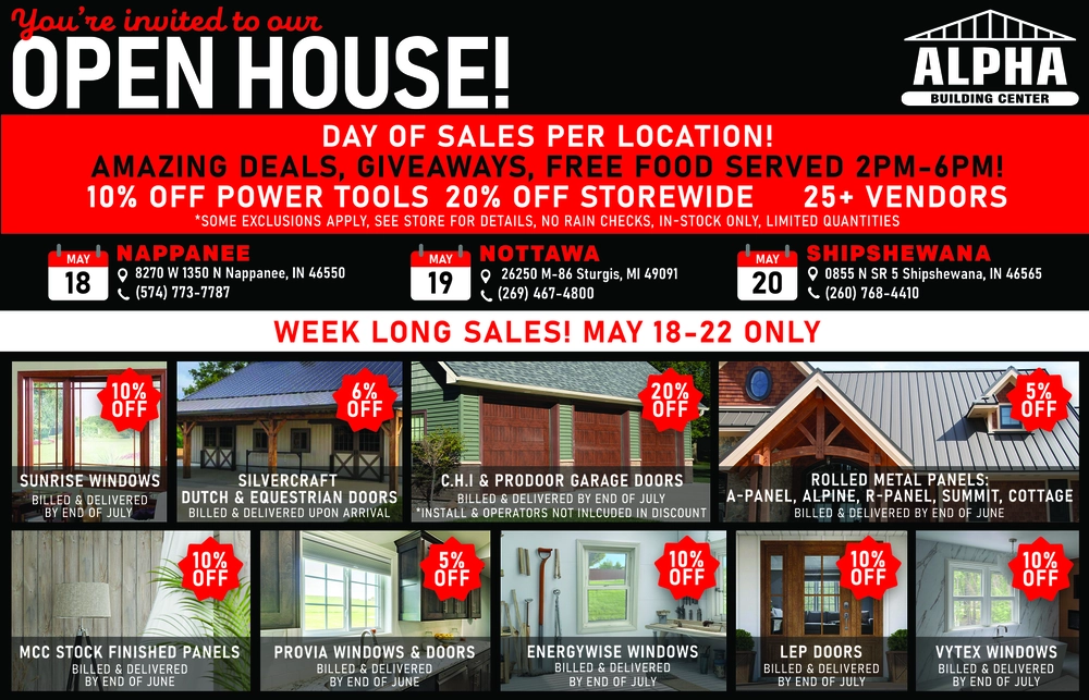 Alpha Building Center – Shipshewana, Indiana Home Improvement Deals
