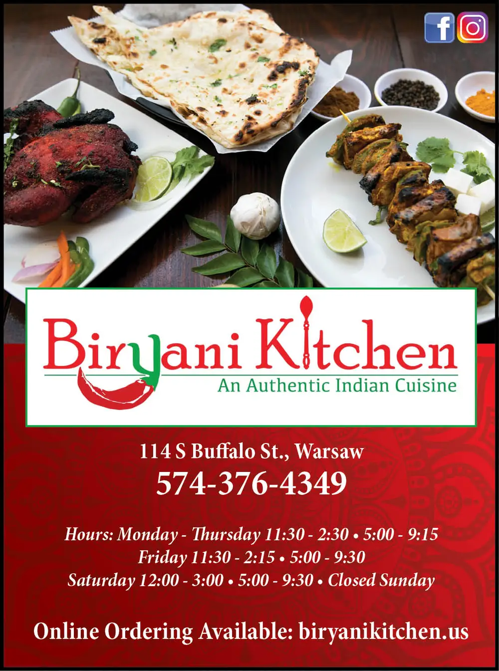 Authentic Indian Cuisine in Warsaw, Indiana