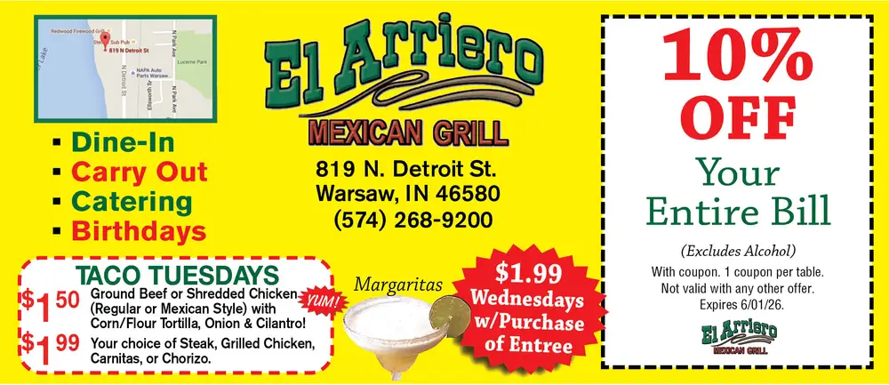 Authentic Mexican Grill in Warsaw, IN – El Arriero