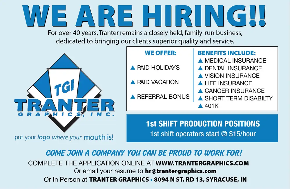 Custom Printing & Careers in Syracuse, Indiana | Tranter Graphics, Inc.