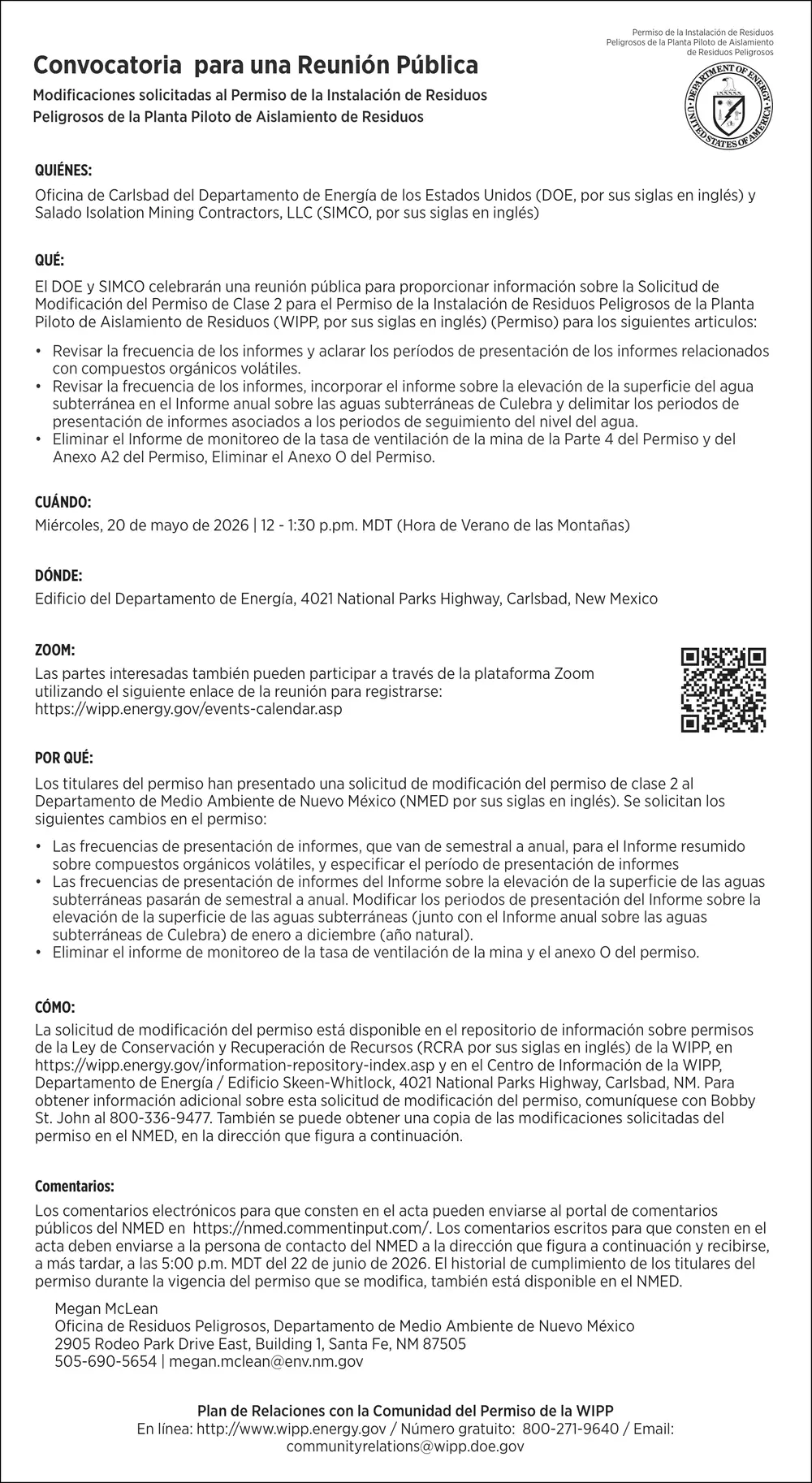 Convocatoria Para una Reunion Publica