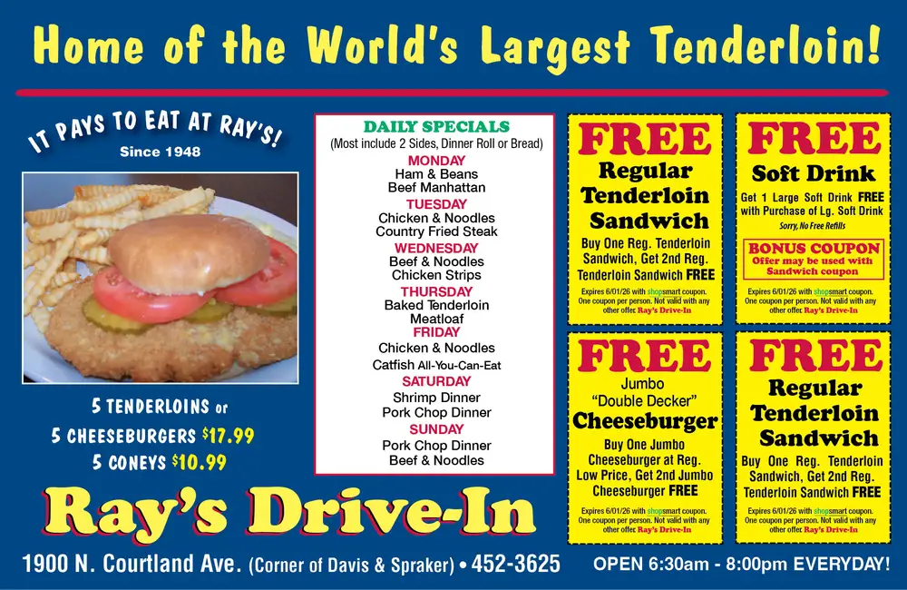 Ray's Drive-In – Home of the World's Largest Tenderloin in Kokomo, Indiana