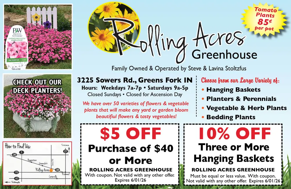 Rolling Acres Greenhouse – Flower & Plant Nursery in Greens Fork, IN